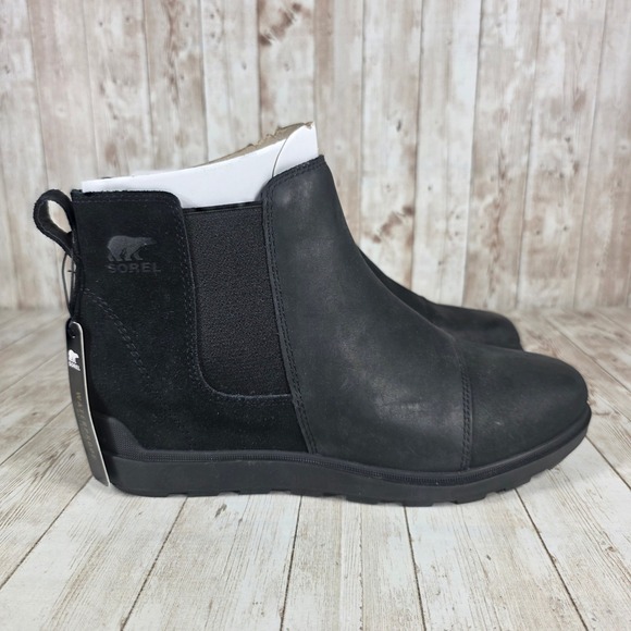 Sorel Waterproof Black Leather Suede Chelsea Ankle Boots Women's Size‎ 11 - Picture 1 of 8